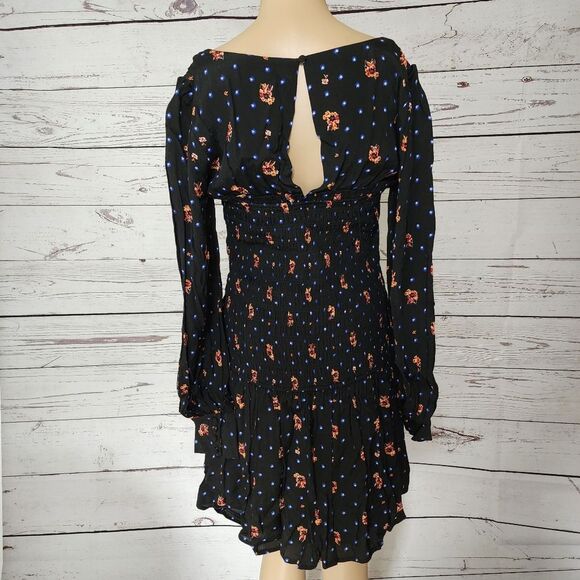 Free People Two Faces Long Sleeve Black Mini Dress Medium NWT - Picture 3 of 16